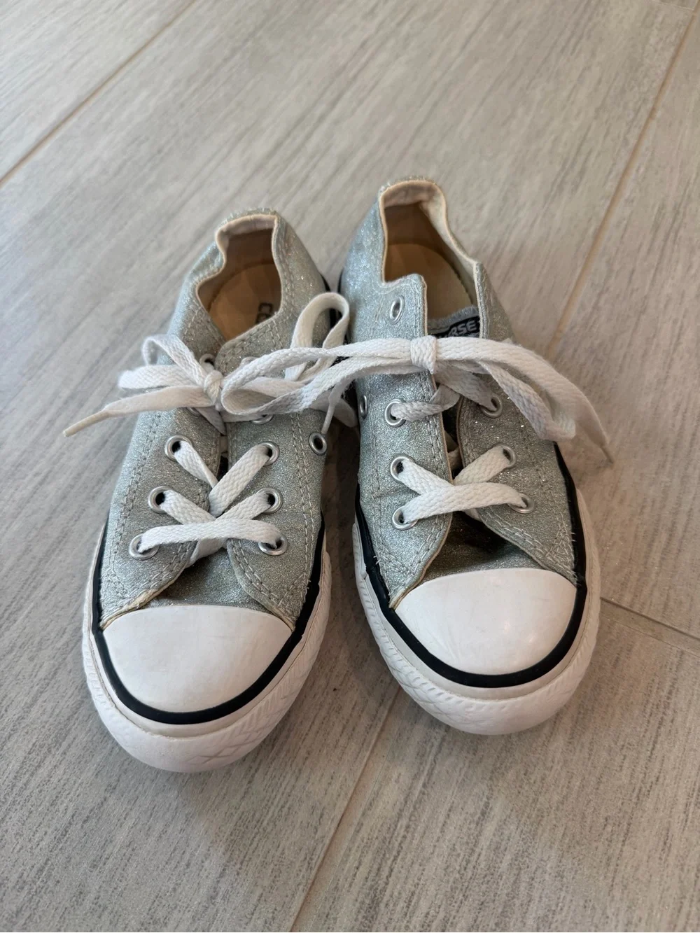 Converse Kids Silver Glitter Low-Top Sneakers